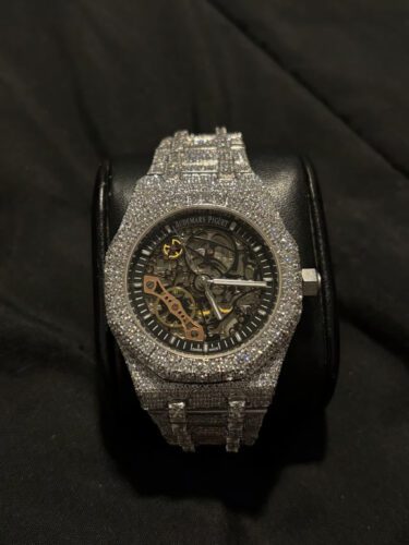 Click to view full screen Iced Out VVS Moissanite Diamond AP Audemars Piguet Skeleton Bust Down Luxury Watch (Pass Diamond Tester) photo review