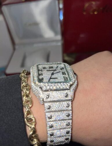 Click to view full screen Iced Out VVS Moissanite Diamond Cartier Bust Down Luxury Watch (Pass Diamond Tester) photo review