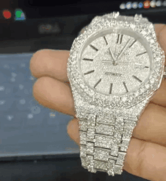 Click to view full screen Iced Out VVS Moissanite Diamond AP Audemars Piguet Bust Down Luxury Watch (Pass Diamond Tester) photo review